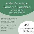 Atelier Céramique du Samedi 10 Octobre