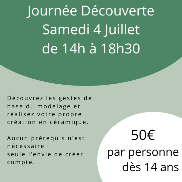 Atelier d'initiation à la Céramique du Samedi 4 Juillet